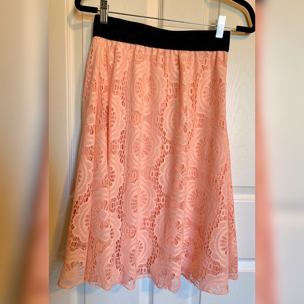 LuLaRoe Light Pink Blush Midi Skirt Lola XS